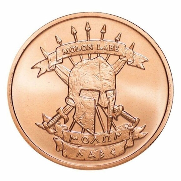 Molon Labe, Come and Take it! .999 COPPER ROUND.  Framed with Display St… - Picture 2 of 4